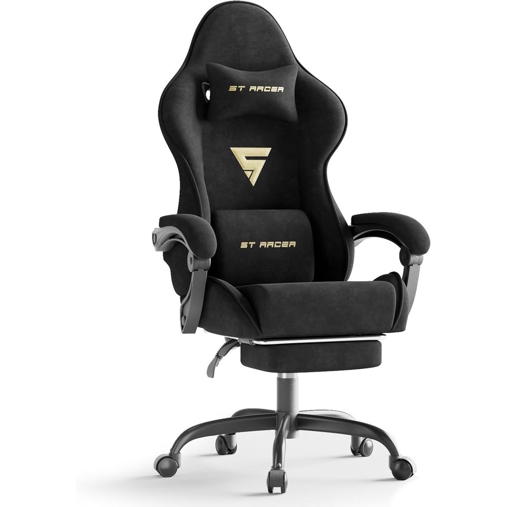 Pc Gaming Usa - Kadife Kumaşlı Ergonomik Oyuncu Koltuğu, Ayak